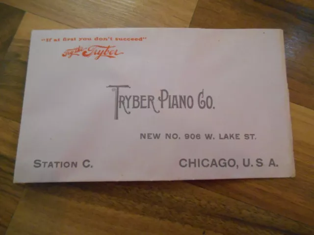 Vtg Antique Advertising Envelope Tryber Piano Co Pianos Chicago Illinois Lake St