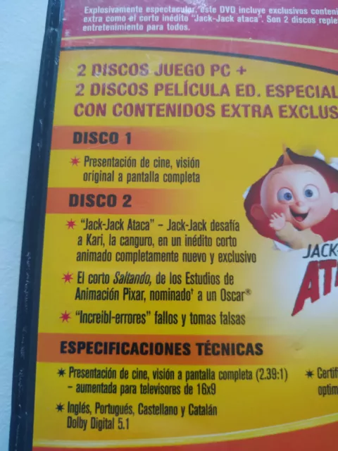 Los Increibles Disney Pixar Pelicula 2 x DVD + Juego de PC Español Ingles 3