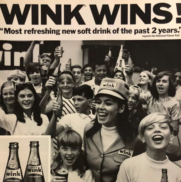 1967 Canada Dry Wink Wins Grapefruit Soda vintage print Ad 2