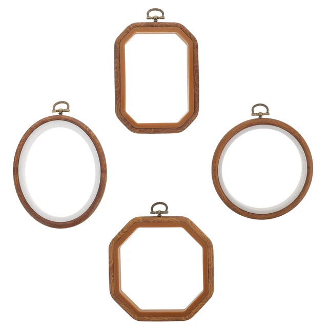 4 piezas Soporte de marco de bordado imitación de madera Neumáticos de anillo cruzado Maderas