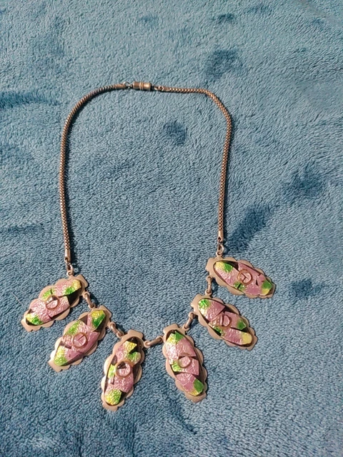 Collier Multi-rangs D'Ana Creation - Fleurs Métal Argenté, émail Et Strass - Occasion