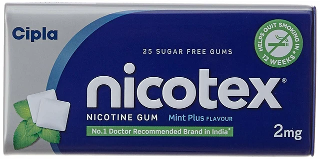 Nicotex senza zucchero menta più gomme 2 mg, 25 gengive ogni confezione da 4