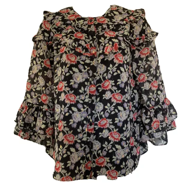 NWT Shoshanna Women’s Floral Long Sleeve Ruffle Floral Button Front Blouse XS