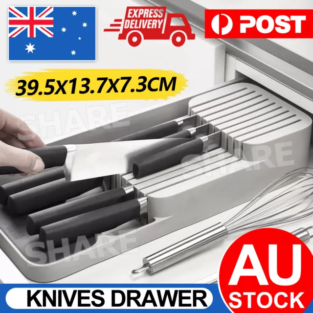 Kitchen Drawer Organizer Tray for Knives Knife Block Cutlery Storage Rack Holder