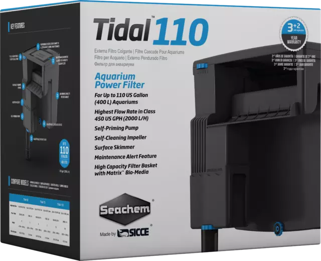 Seachem Tidal Power Filter 110 Made by SICCE Fish Tank Aquarium salt & Fresh 2