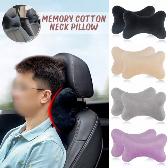 2x Car Seat Headrest Pad Pillow Soft Head Neck Rest Support Cushion Memory Foam