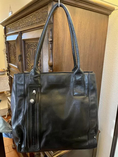 PERLINA  Large BLACK Pebbled Leather Tote/Business Handbag EUC