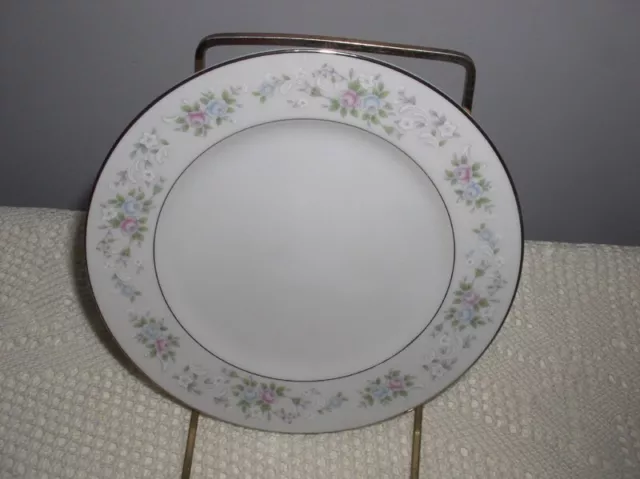 Carlton China Japan Corsage Bread / Cake Plate Pink Blue Flower Silver