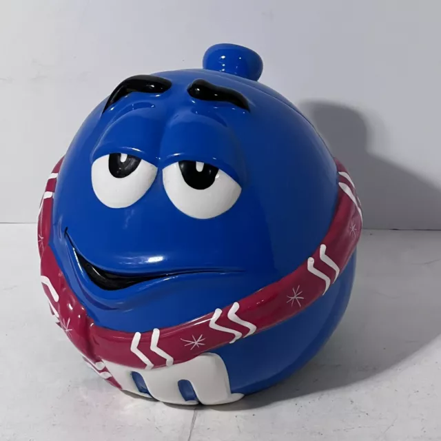 M&M's Blue with red scarf Ceramic Candy Jar with Lid by Galerie 2003