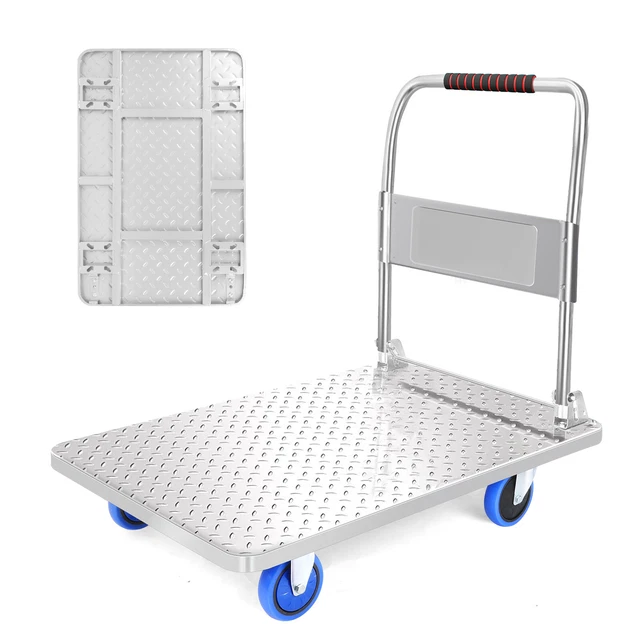 Metal Platform Cart Dolly Foldable Moving Warehouse Push Hand Wagon Truck