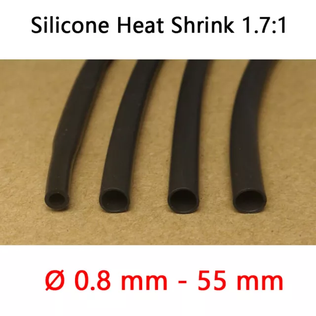 Heat Shrink 0.8-55 mm Tube Sleeve 1.7:1 Heatshrink Tubes Sleeving Wiring *Black*