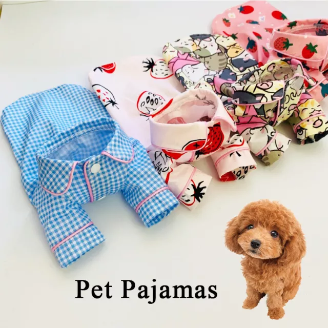 Haustier Hund Kleidung Pyjama Overall Süß Weiche Baumwolle Teddy Cat Nachtwäs E