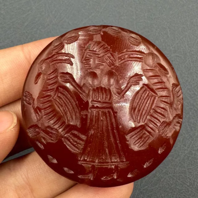 Beautiful rare ancient Roman king with bird intaglio agate bead