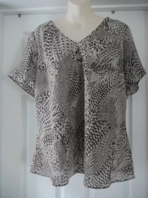 Camicia da donna grigia galleggiante taglia taglie forti 22 casual animale classico Bonmarche
