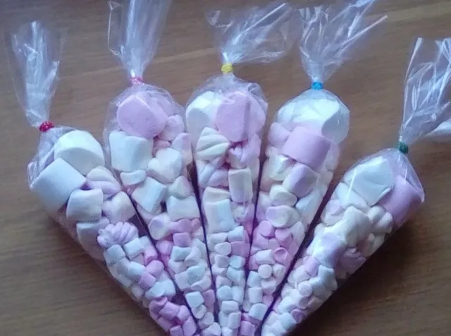 Personalised Pre Filled Marshmallow Sweet Cones Kids Party Bags Birthday Wedding