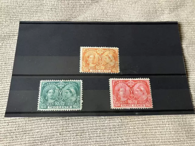 canada circa 1890s 3 unused stamps of queen victoria