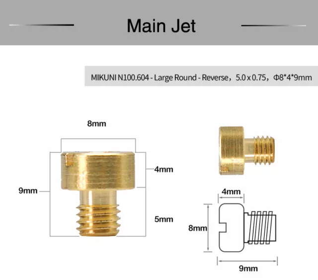 10Pcs Main Jets Mikuni N100.604-LR 5.0x0.75 #90-#240 For TM VM HSR Carburetor