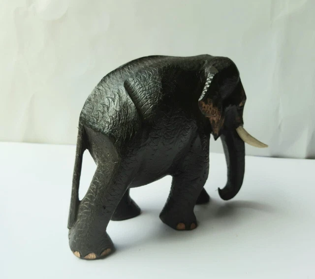 Handmade wooden Elephant Sculpture statue Lucky Hand Carved Wooden Figurine 3