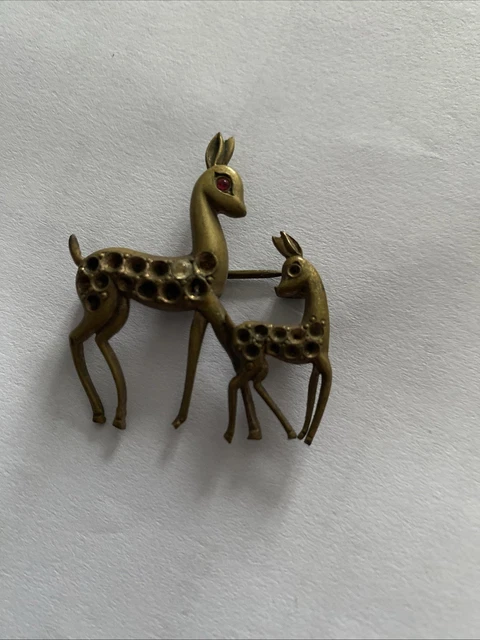Broche métal doré et verre turquoise brooch bijou ancien Art Deco