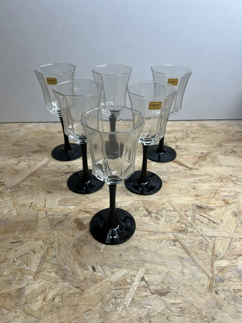 Lot De 6 Verres à Pied Vintage Luminarc - Verre Fumé, Années 70 - Bon état