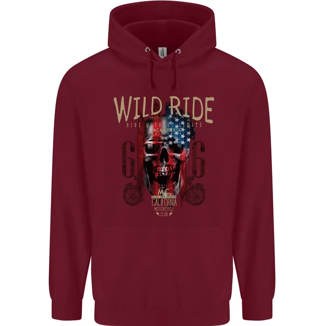 Felpa con cappuccio Biker USA Bandiera Teschio Moto Moto Bambini Bambini 3