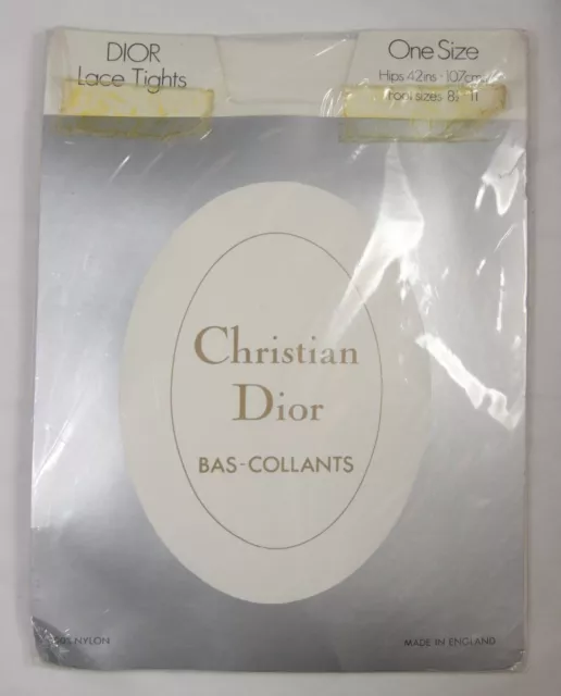 Collant vintage in pizzo Christian Dior bianchi taglia unica fianchi 42 pollici