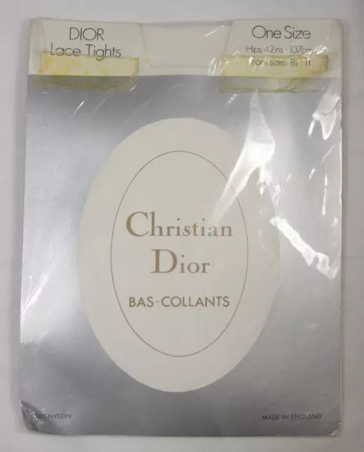 VINTAGE CHRISTIAN DIOR Lace Tights in White One Size Hips 42ins £9.95 ...