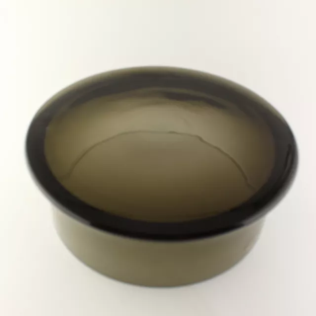 Modern Smoke Glass Serving Bowl Heavy Wide Base Straight Sides 9" Scandinavian? 3