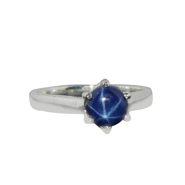 10ct Natural Star Blue Sapphire Gem Wedding Engagement Ring 925 Silver Jewelry 3