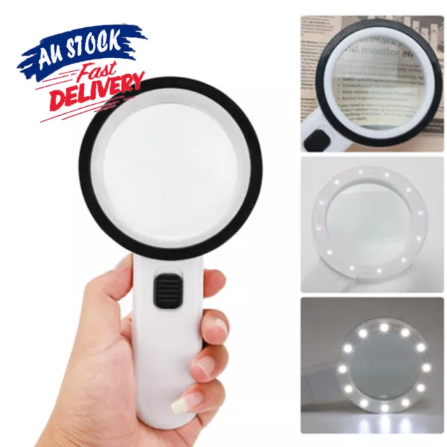 30X LED Magnifier Magnifying Glass with Light Handheld High Power Jumbo AU