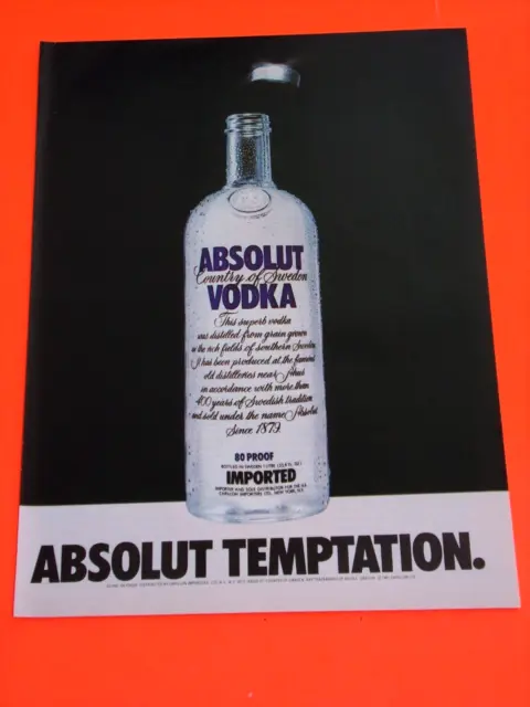 1981 Absolut Vodka Ad Absolut Temptation