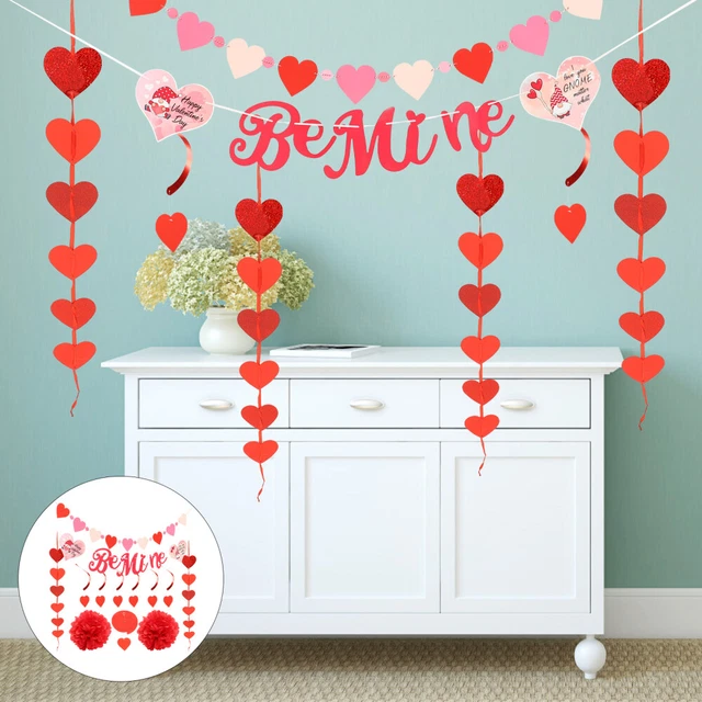 Hanging Heart Swirl Valentine's Day Pull Flag Heart Decor Christmas