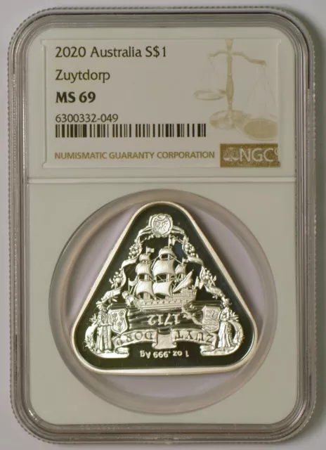 2020 Australia $1 Silver Commemorative for Zuytdorp Shipwreck Graded MS69 by NGC