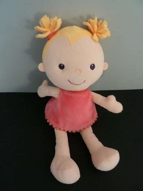 Y1- DOUDOU PELUCHE POUPEE LILLIPUTIENS BLONDE ROBE ROSE 29 cms - ETAT NEUF *