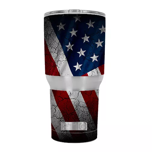 Skin Decal for RTIC 30 oz Tumbler Cup (6-piece kit) / American Flag distressed