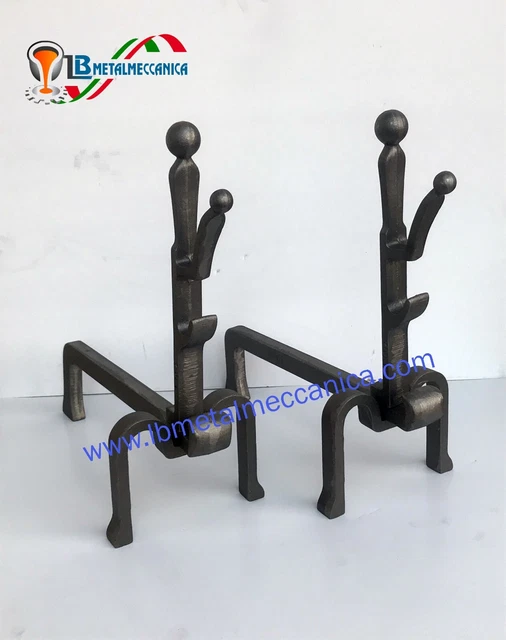 Alare In Ghisa Per Camino - Porta Legna Con Piedini, Modello Tradizionale