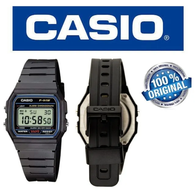 Orologio digitale CASIO F-91W-1YER Uomo Donna Unisex Vintage Classico Sveglia