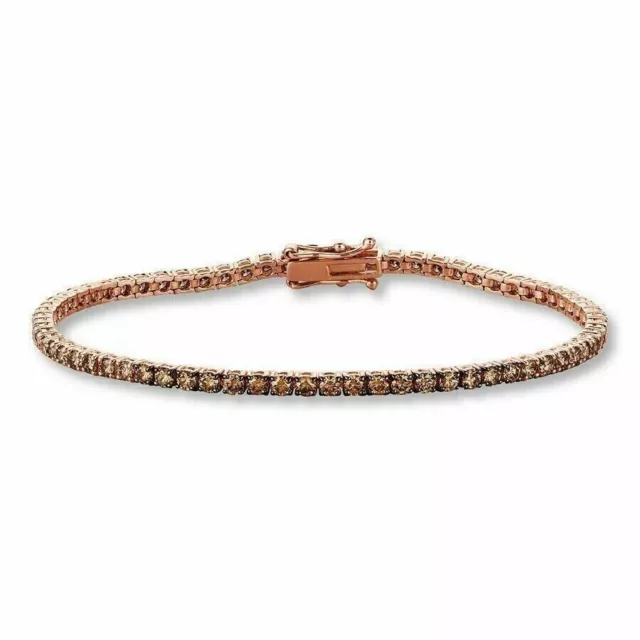 5Ct Round Cut Lab-Created Chocolate Diamond Tennis Bracelet 14K Rose Gold Plated