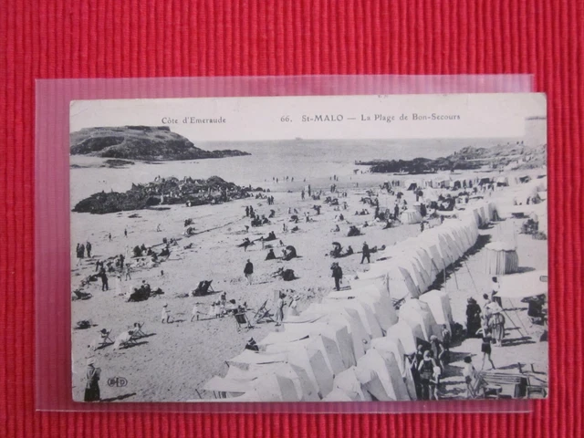 Cpa Written Stamp Saint Malo The Beach Of Good Rescue Emerald Coast
