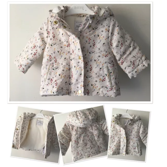 Prk  Baby Girls Pretty Floral  Warm Padded Hooded Coat 0-3 Months