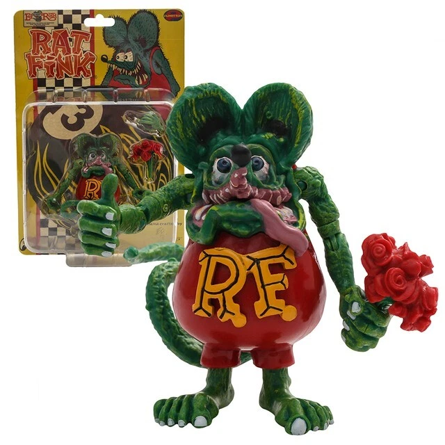 9cm  Rat Fink Ed Roth Action Figure Pinstripe Art Mooneyes Hot Rod Planet Toy