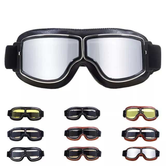 Retro Motorcycle Helmet Goggles Vintage Windproof Eyewear Glasses For Cruiser