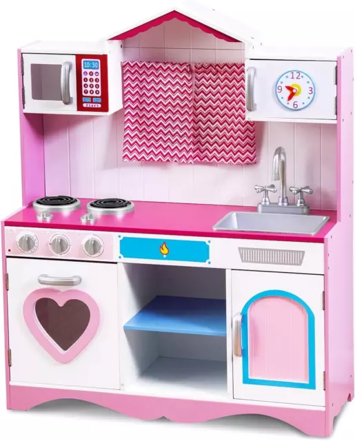 Set Da Cucina Giocattolo per Bambini, Cucina Da Gioco in Legno Con Lavello E Rub