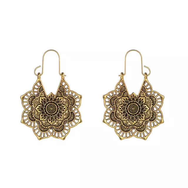 Fashion Women Gold Flower Drop Earrings Hook Boho Charm Jewelry Gift