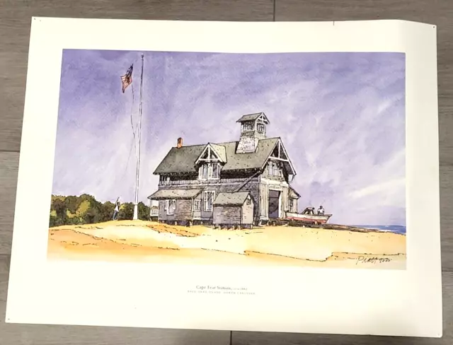 Art Print Cape Fear Station Bald Head Island NC 24x18 Signed Platt 2000