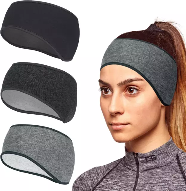 3-Pack Thermal Winter Sports Headbands: Stretchy Ear Warmers for Men and Women.