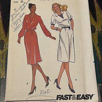 Vintage 1980s Butterick 3662 Collared Dress Sewing Pattern 12-14-16 UNCUT