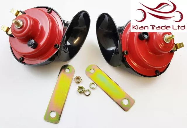 12V Loud Dual Tone Twin Snail Air Horn New Royal Enfield Bullet Motorcycle Pair