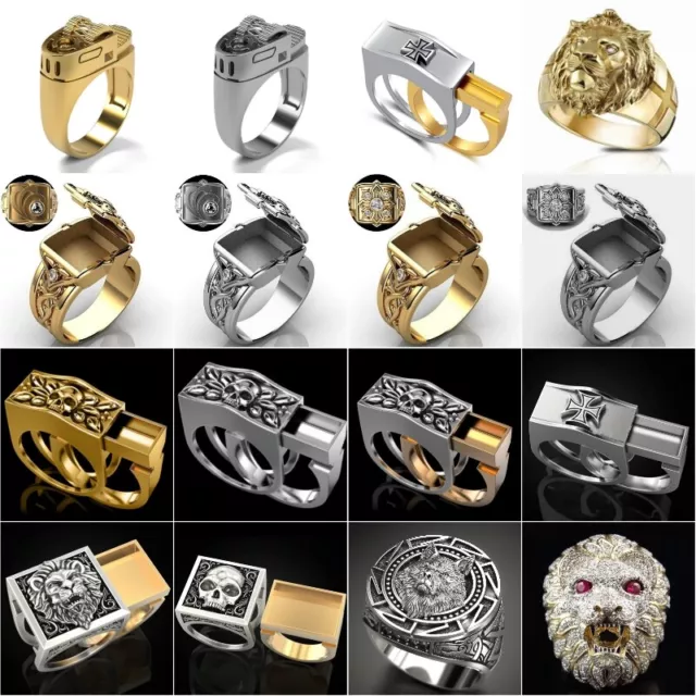 Gothic Punk Skull Ring Cool Men Band Stainless Steel Party Rings Jewelry Sz 6-13