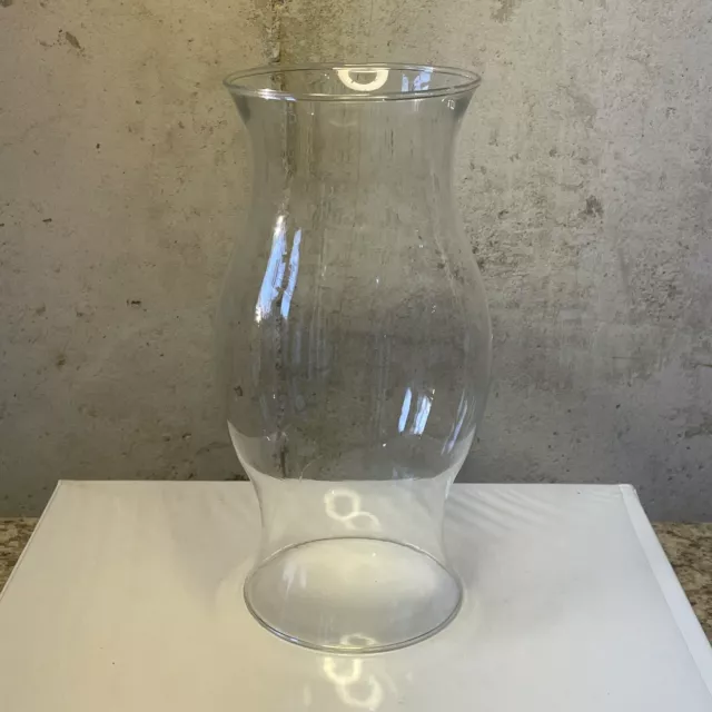 Hurricane Lamp, Candle, Oil Lamp Shade, Globe ~ 8.5" Tall ~ Clear Glass